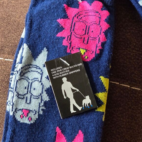 Rick and Morty Adult Swim Dog Booties & Crew Socks Sizes 6 - 12 men - Picture 3 of 11